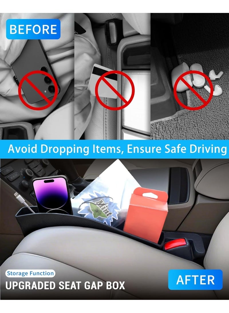 SYOSI Car Seat Gap Filler Organizer, Universal Side Gap Cover with Storage Pockets & Cable Access Hole, Multi-Functional Car Accessory for Phones, Keys, Glasses & Coins, Non-Slip Base (Black, 2-Pack) - Image 3